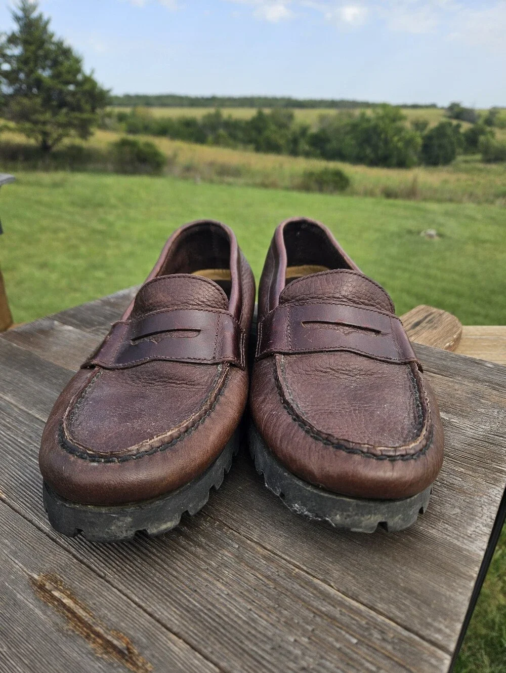 Sperry Top-Sider Mens 11 M Brown Pebble Leather Lug Sole Penny Loafers Preppy